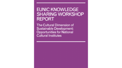 Coverpage of the EUNIC Knowledge Sharing Report on Culture & SDGs. Design: Atelier Brenda