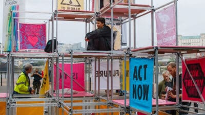 The Pink Boat on Oxford Circus & Tate Action, Photos: Ben Spencer & Leon Neal.