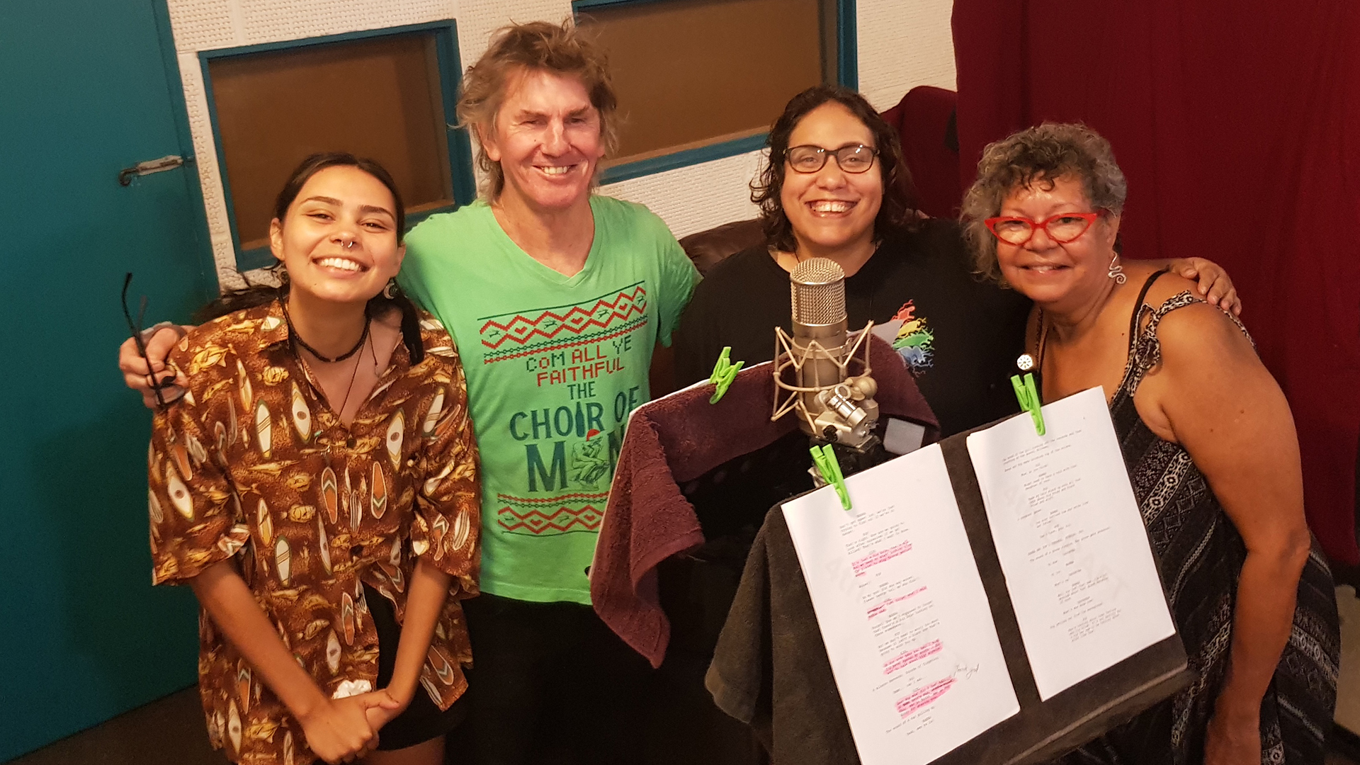 Nyasha, Pete, Rachael and Marie after a successful recording.