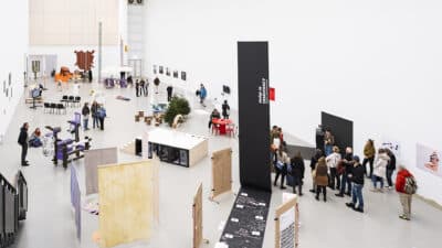 Aerial shot of an art exhibition