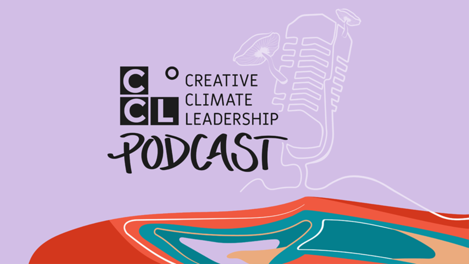 CCL podcast logo and graphic, featuring a microphone with a mushroom growing out of it in the background